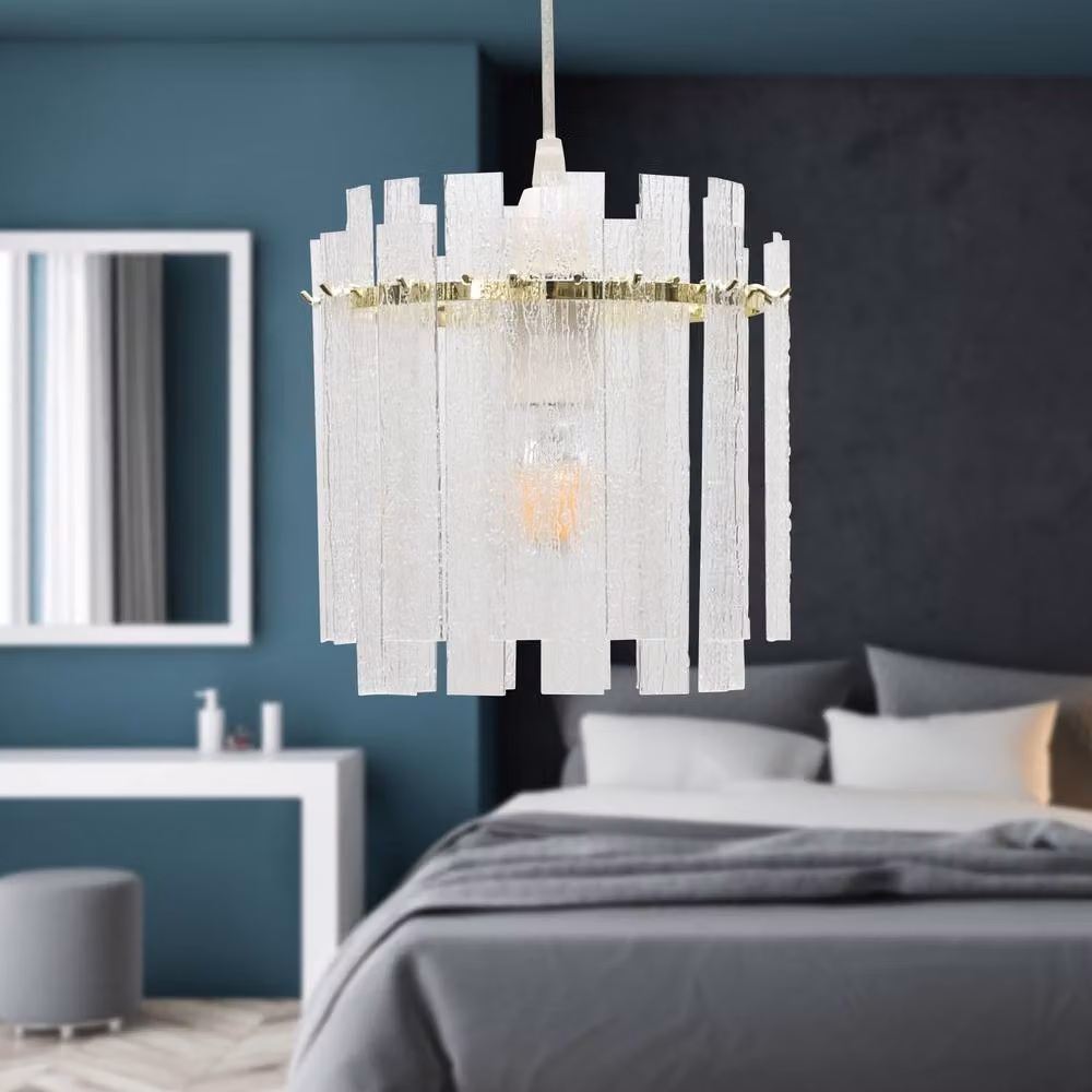 First Choice Lighting Abi Easy Fit Pendant Lightshade in Satin Brass and Clear Glass – 2