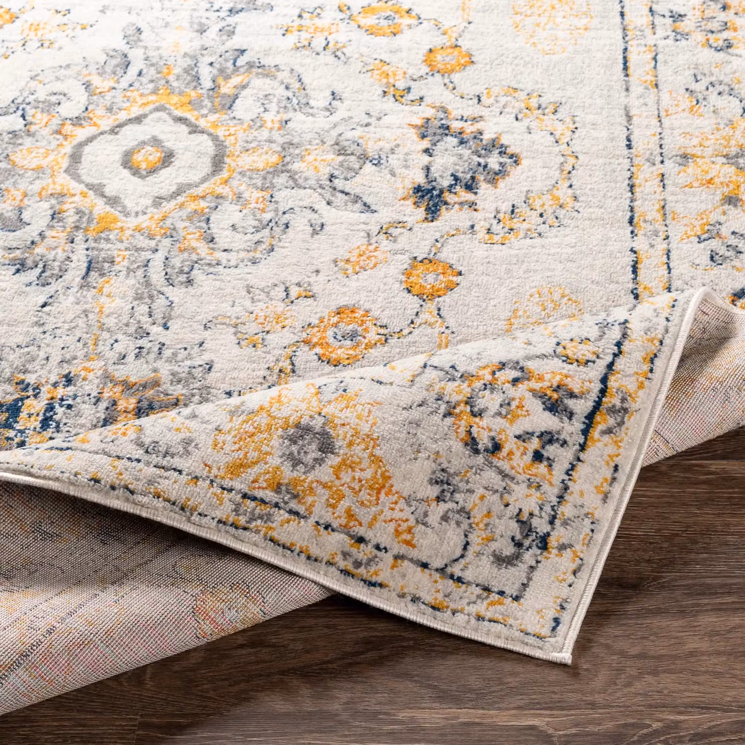 Livabliss Floransa Vintage Boho Living Room Rug in Beige, Grey, Blue and Yellow, W: 80 cm, L: 220 cm – 2