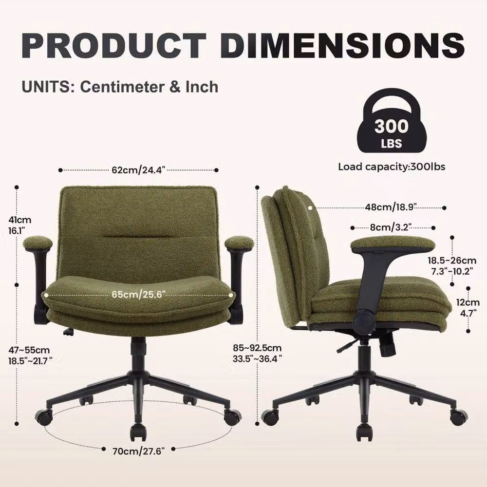 FORGEVIO Green Modern Office Chair with Bouclé and Synthetic Leather Upholstery – 2