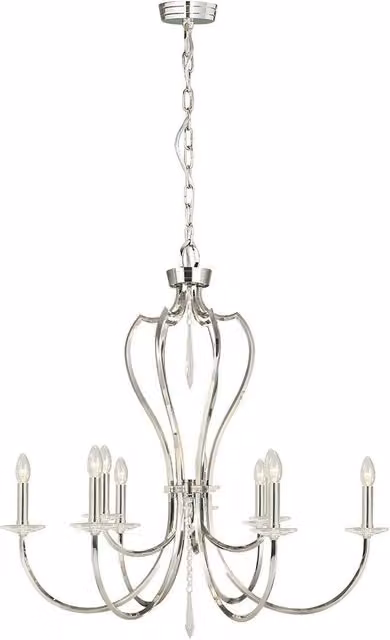 Loops 9 LED Chandelier in Silver with Crystal and Metal, E14 60W