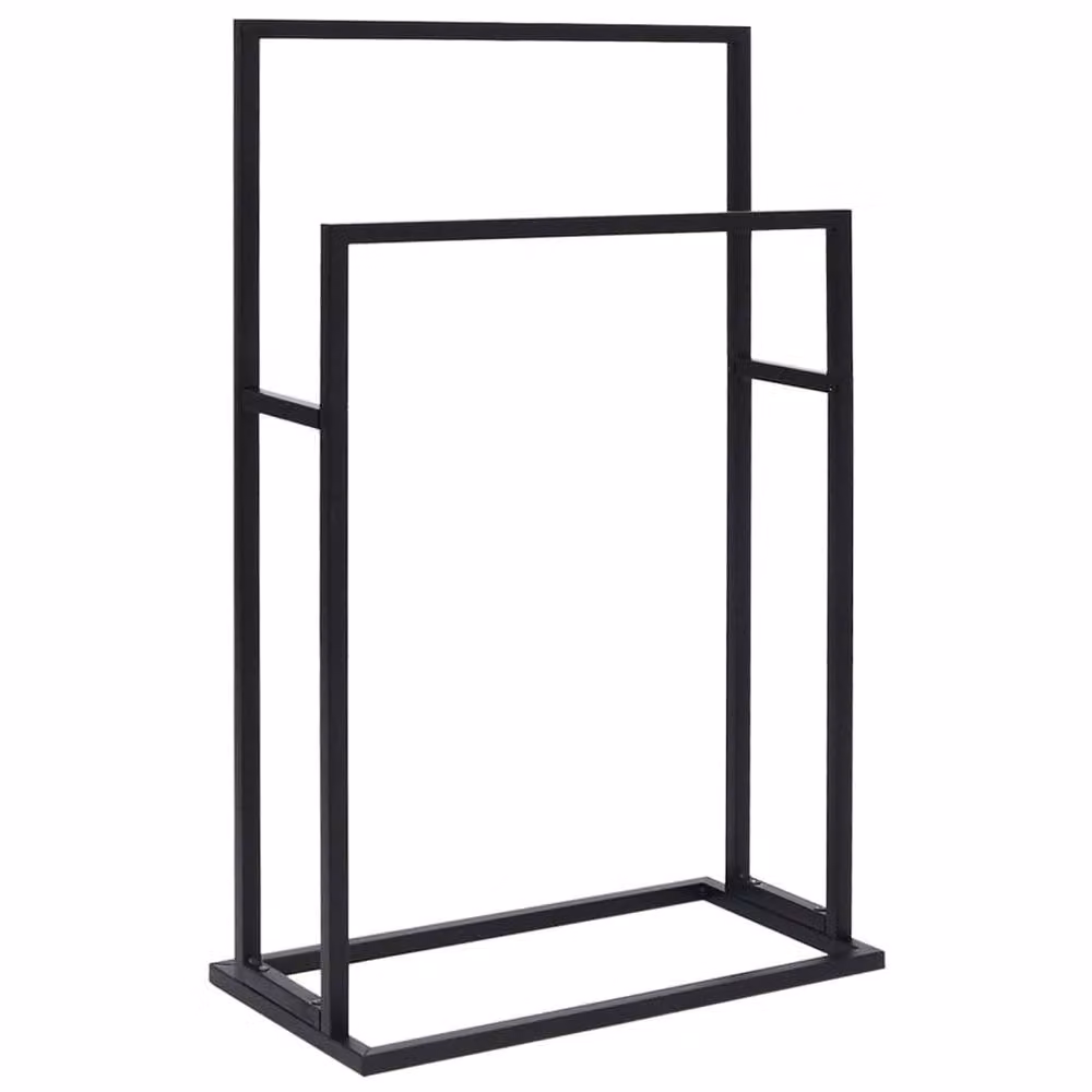 Berkfield Home Black Matt Metal Freestanding Decorative Towel Rack, W: 48 cm, D: 24 cm, H: 78.5 cm – 3