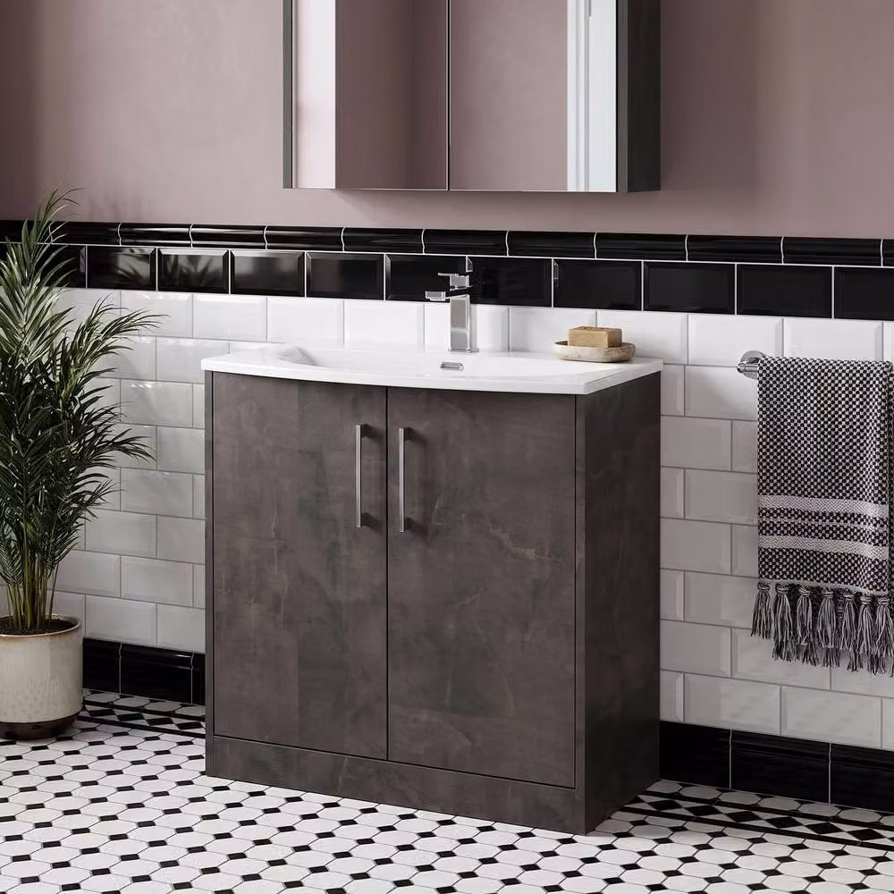 Balterley Winshill Contemporary 2 Door Floor Standing Vanity Basin Unit in Matt Grey, Width: 80 cm – 2