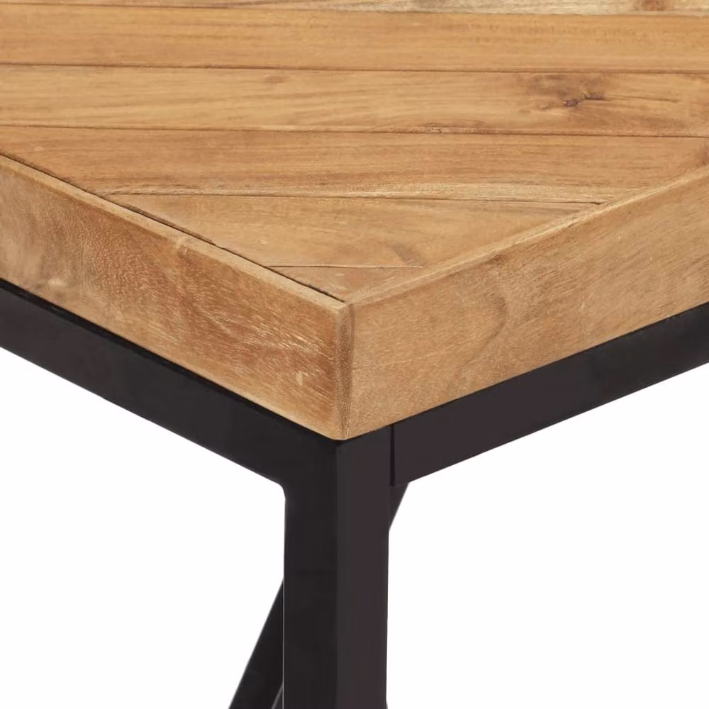 Berkfield Home Rectangular Dining Table in Brown and Black Solid Acacia and Mango Wood, W/D/H: 120 x 60 x 76 cm – 5