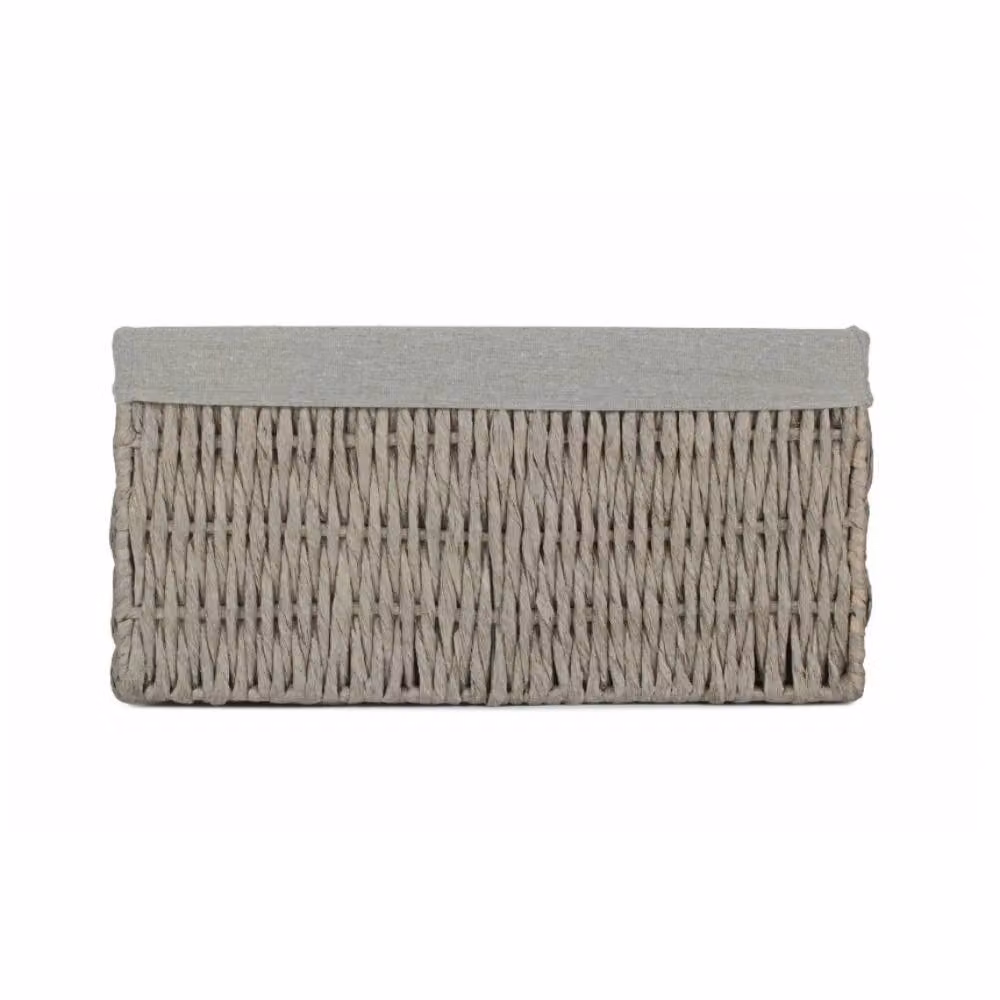 Red Hamper Grey and Red Paper Rope Storage Basket with Grey Cotton Lining, Small – 2