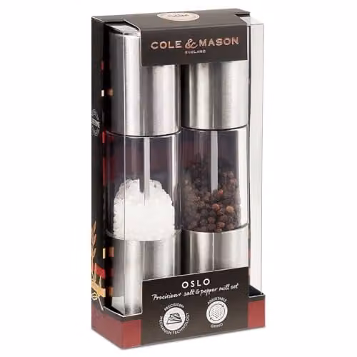 Cole & Mason Oslo Precision+ Salt and Pepper Mill Set in Silver and Transparent – 1