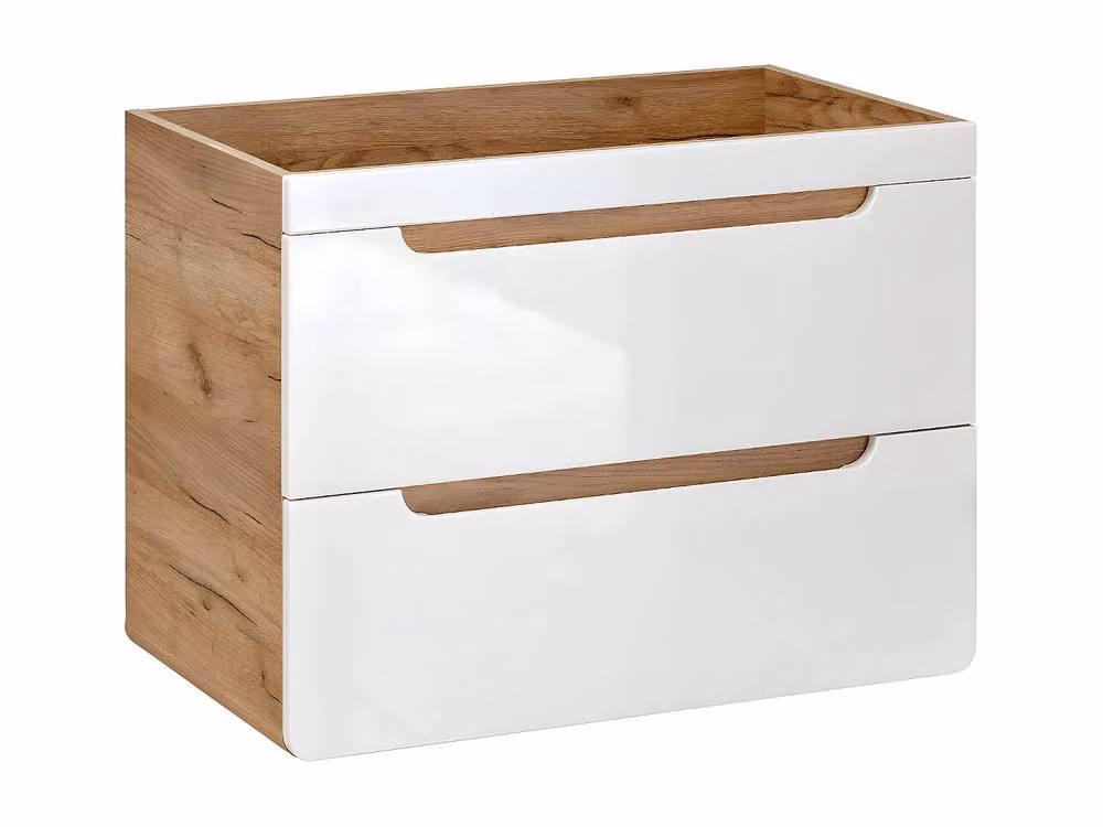 Vente-unique ARUBA Suspended Vanity Unit in Light Oak and White, W: 80 cm, D: 46 cm, H: 59 cm – 2
