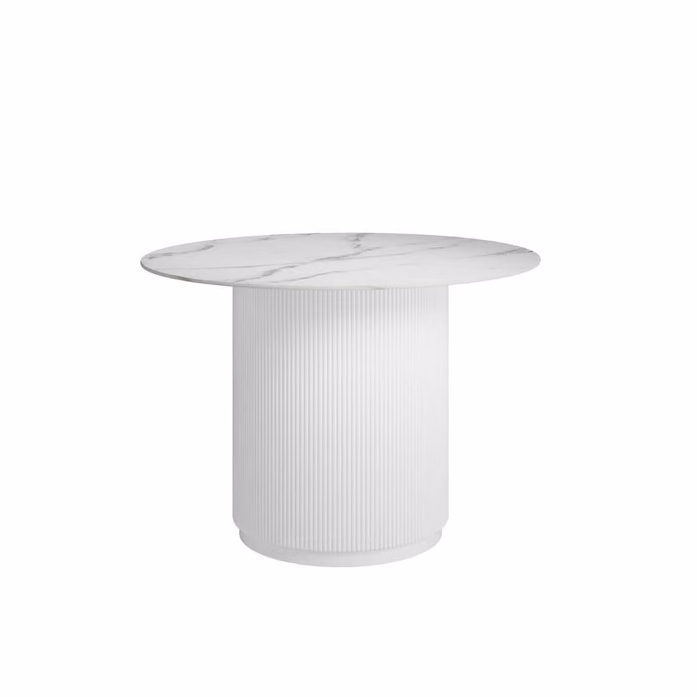 Wyld Haus Mullingar Fuji Stone Round Dining Table in White, Diameter: 110 cm, Height: 76 cm – 2