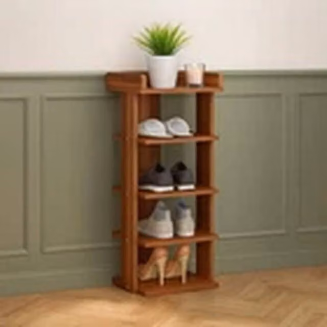 Havendro Walnut Wooden Shoe Rack in Brown
