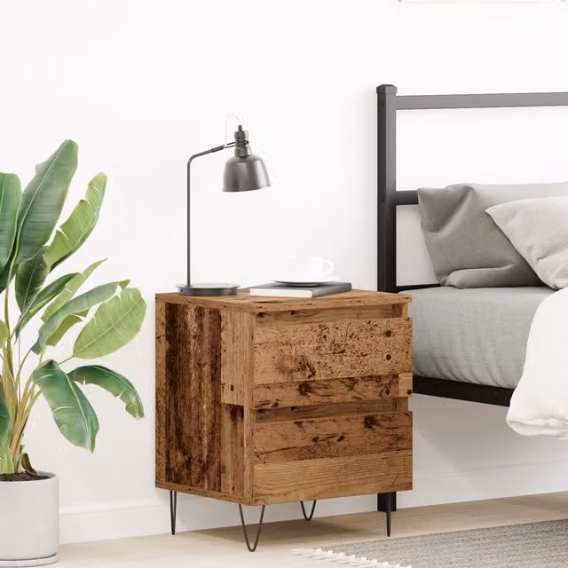 Berkfield Home Bedside Cabinet in Brown Old Wood, W/D/H: 40 x 35 x 50 cm