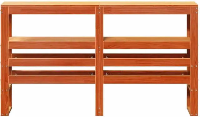 Berkfield Home Solid Wood Pine Headboard with Integrated Bedside Shelves, Wax Brown, Width: 135 cm – 1