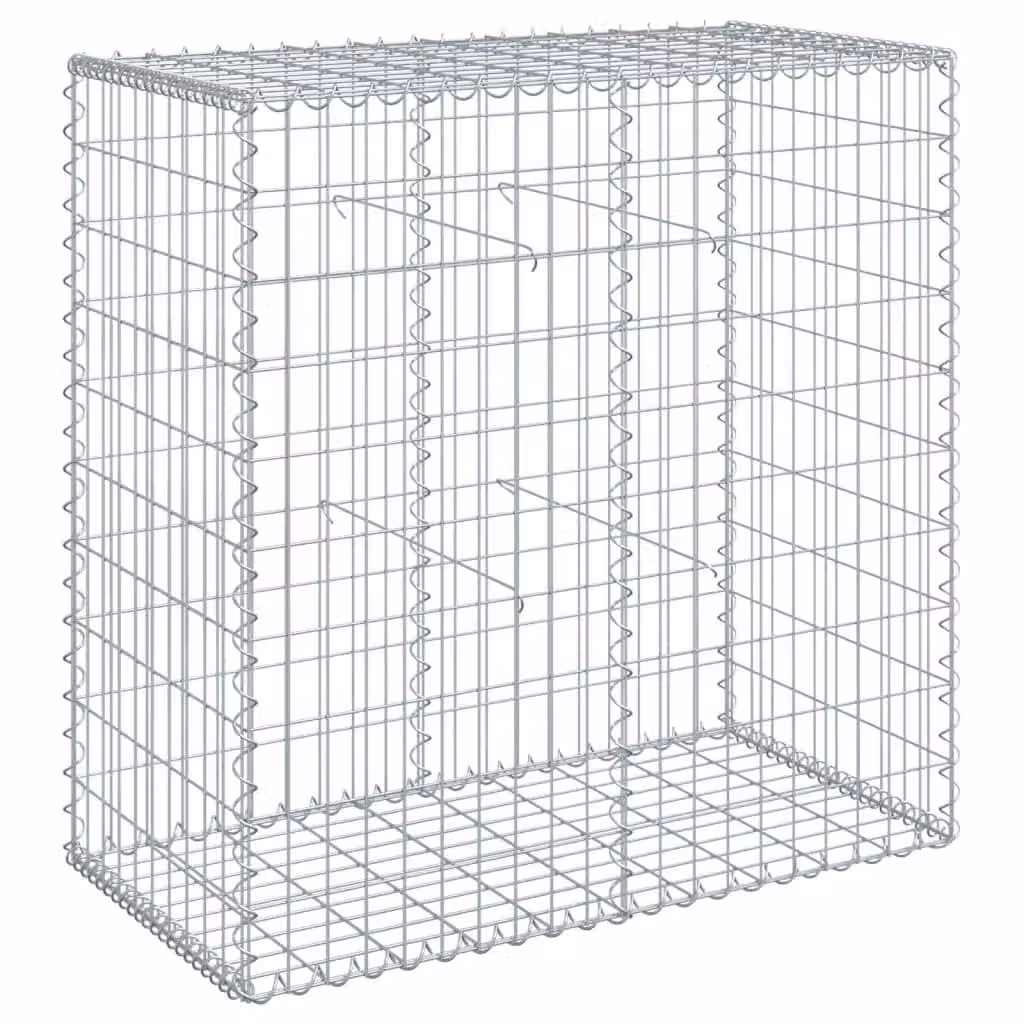 Berkfield Home Silver Galvanised Steel Gabion Basket Planter with Cover, W/D/H: 100 x 50 x 100 cm