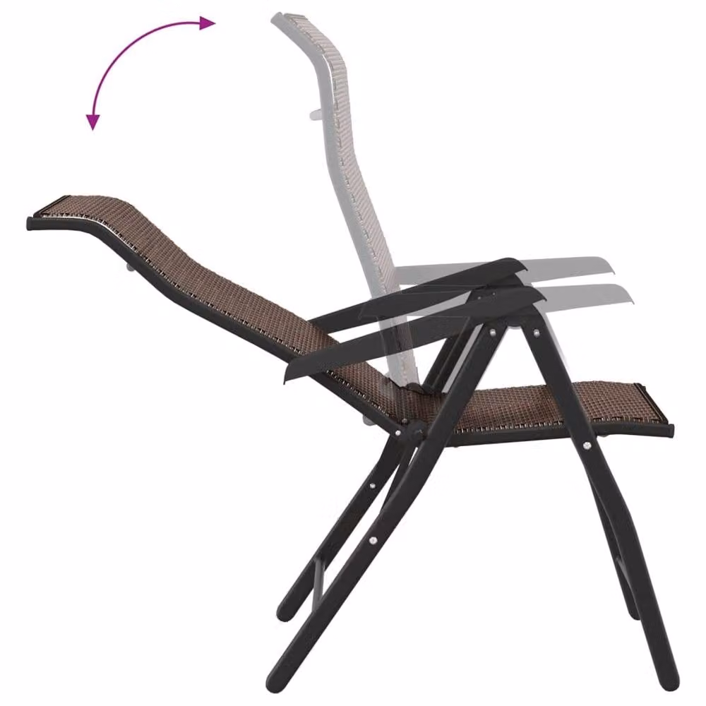 Berkfield Home Set of 4 Brown Poly Rattan Folding Garden Chairs – 5