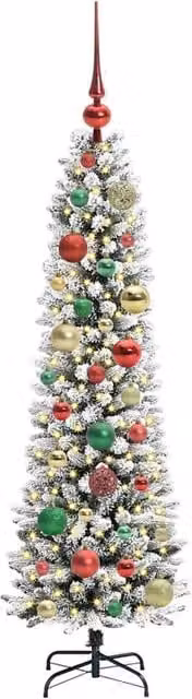 Berkfield Home Artificial Christmas Tree with 150 LEDs, Green and White, H 120 cm x W 48 cm x D 48 cm – 1