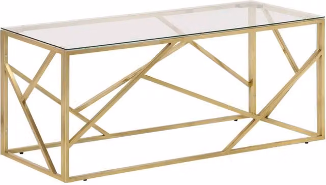 Berkfield Home Gold Stainless Steel and Tempered Glass Coffee Table