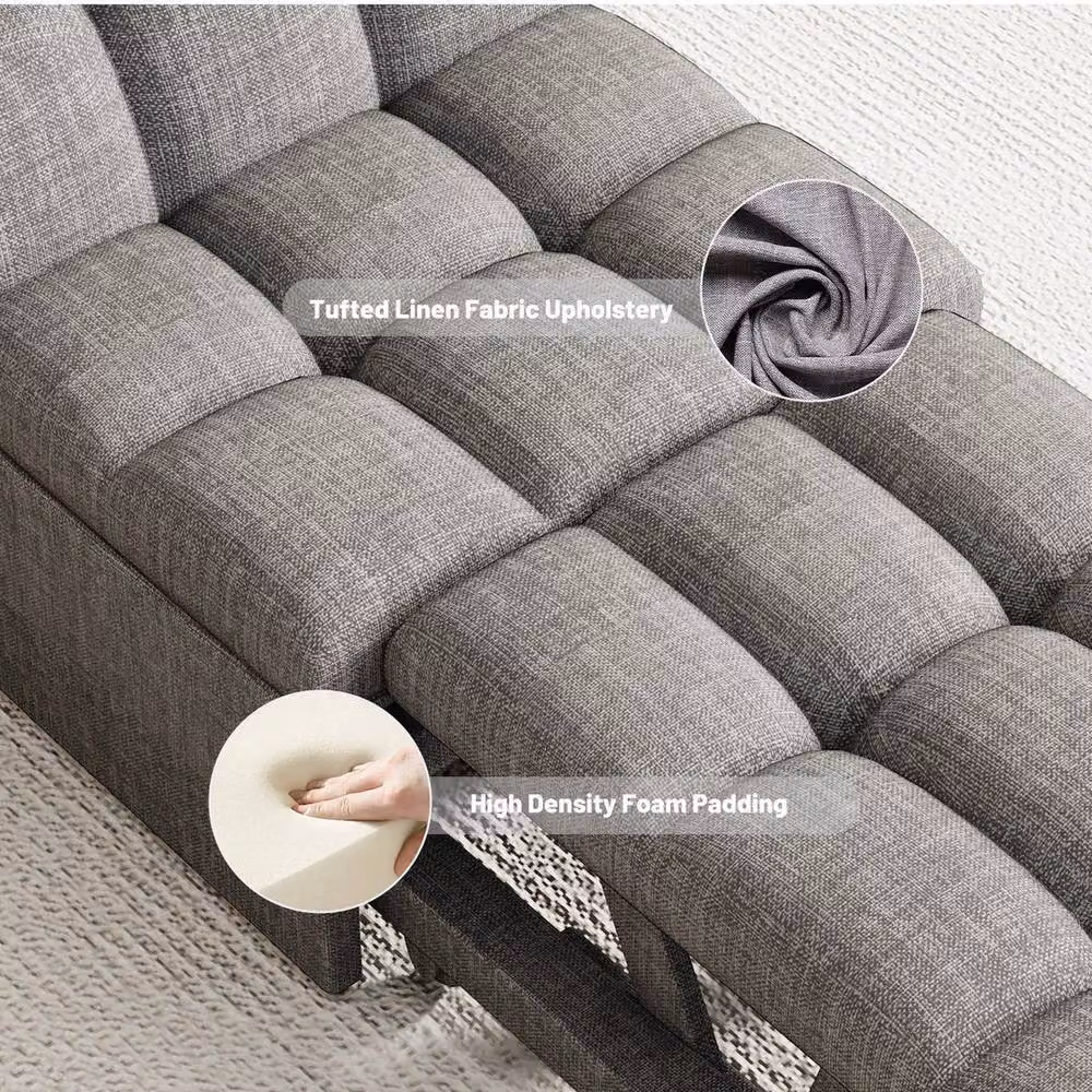 FLAVORA 4-in-1 Grey Fabric Sleeper Chair Bed with Metal Frame – 2