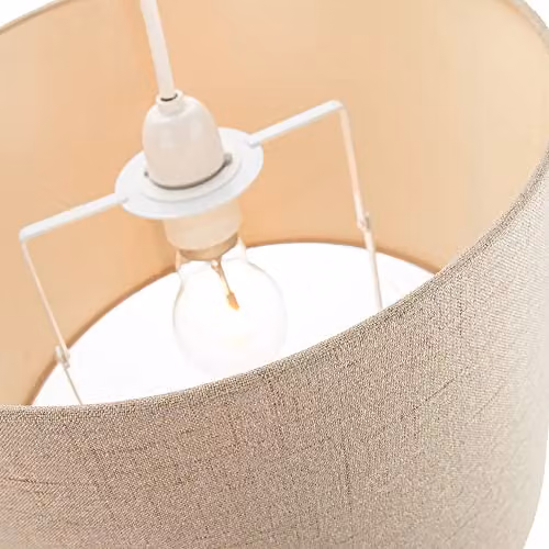 Happy Homewares Taupe Linen Fabric Drum Lamp Shade for Table or Pendant Lamps, Diameter: 25 cm – 2