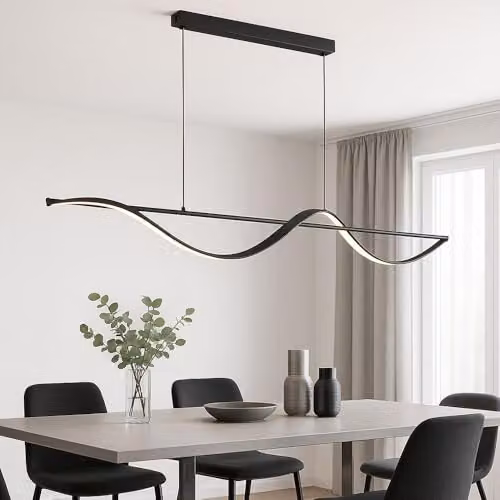 Globo Lighting Modern LED Hanging Pendant Lamp in Black, Height Adjustable, W/D/H: 120 x 20 x 150 cm – 3
