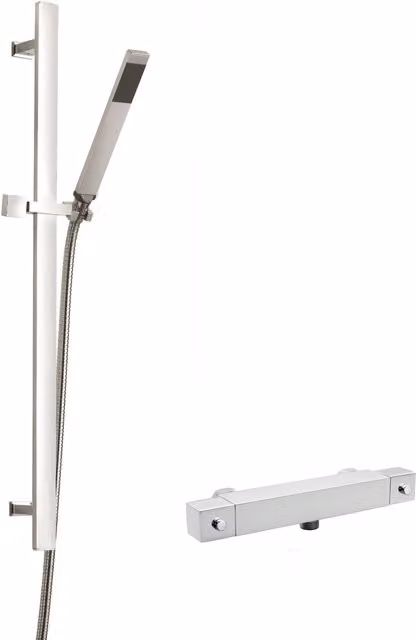 Balterley Square Bar Valve Sheer Slide Rail Shower Kit in Chrome Silver