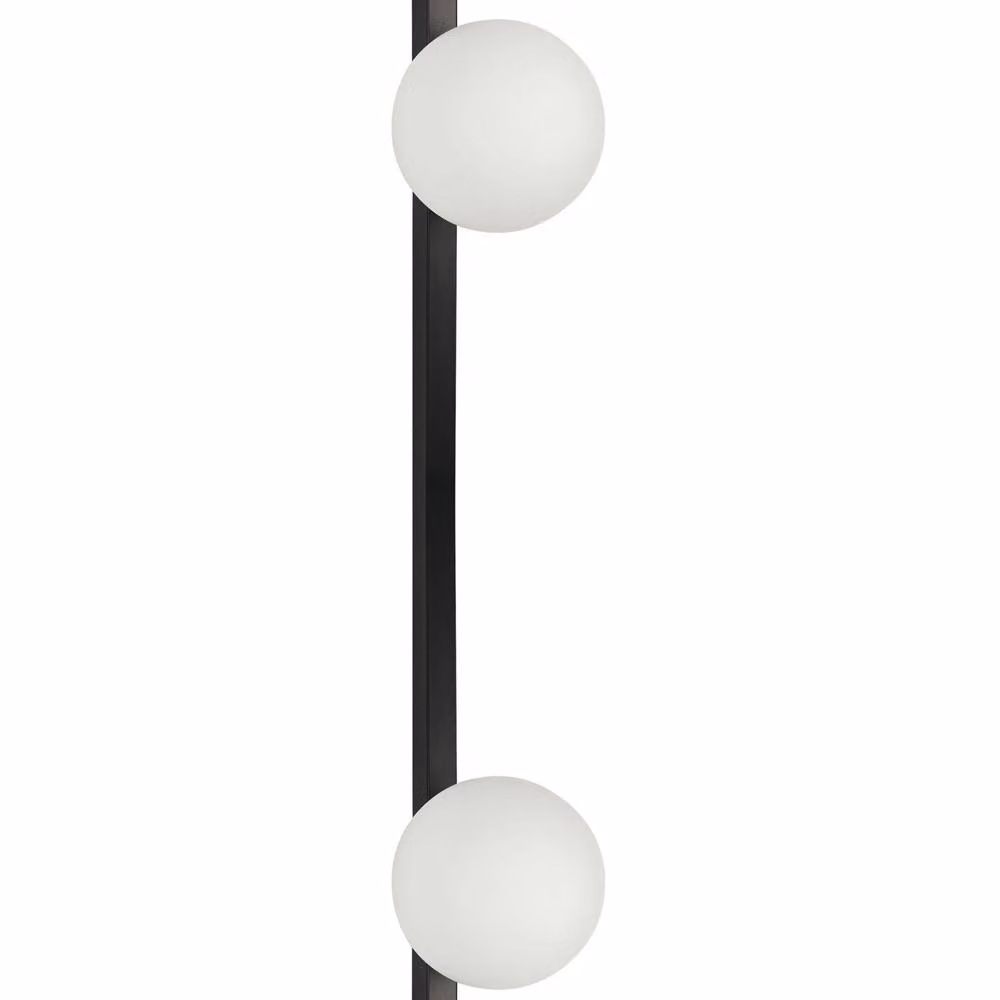 Wyld and Coco 2-Light Modern Wall Lamp with Black Metal Base and White Glass Sphere Globes, 85 cm – 2