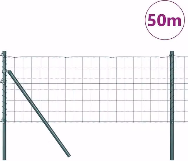 Berkfield Home Green Euro Fence with 13 Posts, Galvanised Steel, 0.6 x 50 m – 1