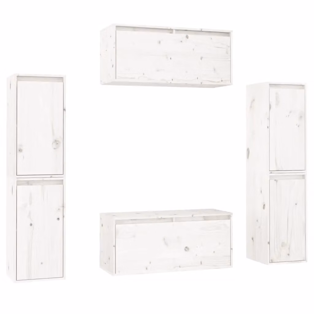 Berkfield Home Classic White Solid Wood Pine TV Cabinet Lowboard – 2