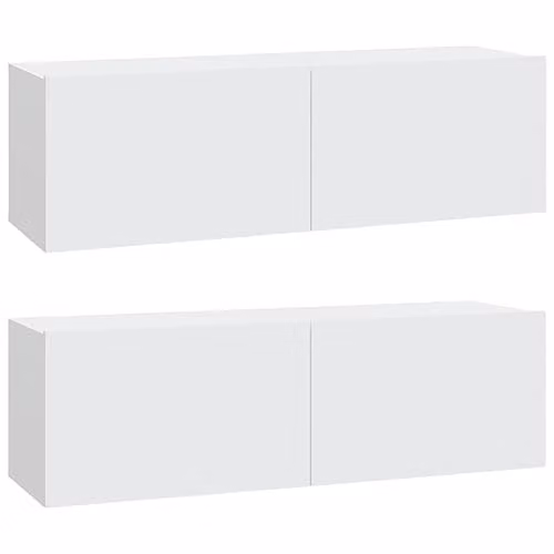 vidaXL Set of 2 Modern Wall Mounted TV Cabinets in White, W/D/H: 100 x 30 x 30 cm – 1