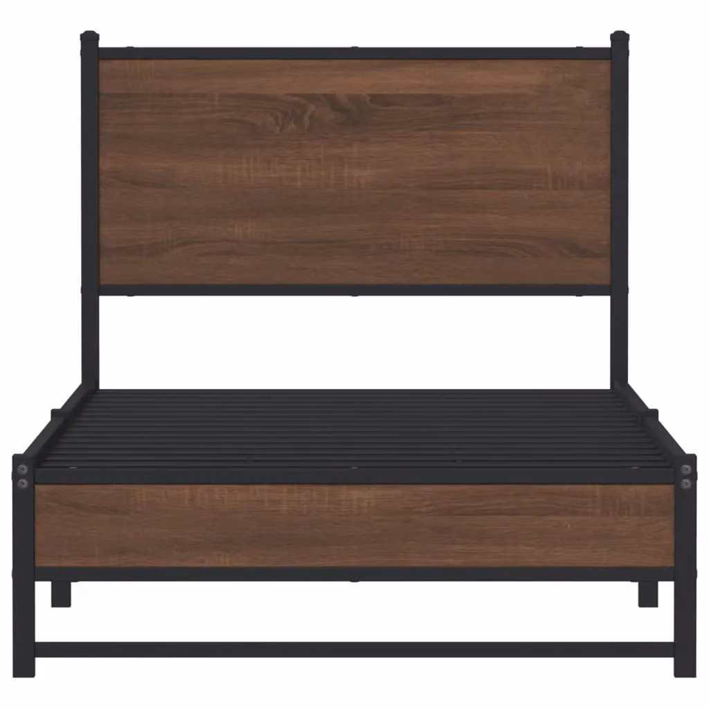 Berkfield Home Metal Bed Frame in Brown Oak, W/D/H: 90 x 190 cm, Single – 3