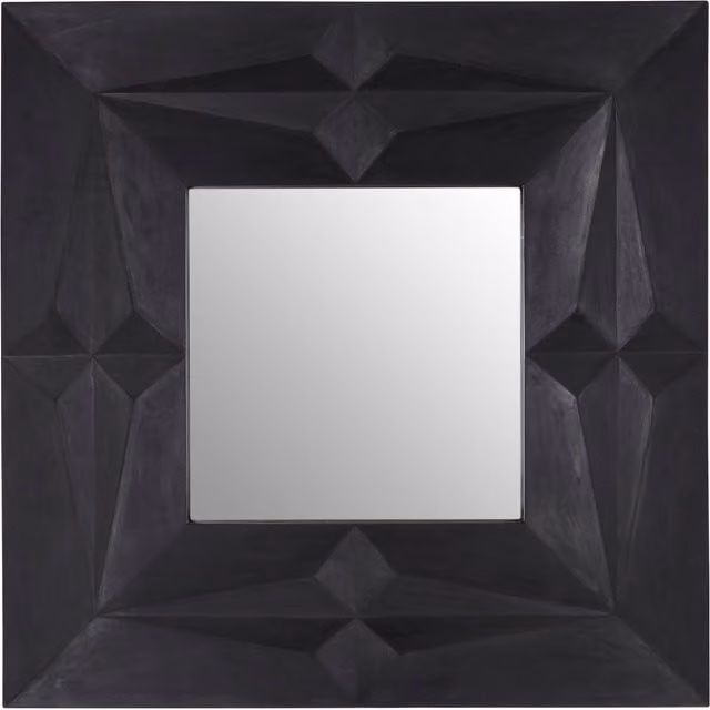 Orsina Square Art Deco Wall Mirror with Geometric Design in Gold, Black and Brown