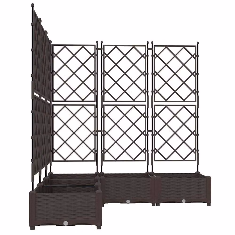 Berkfield Home Durable Garden Planter with Trellis, 5 Piece Set, Brown, W/D/H: 120 x 120 x 125.5 cm – 5