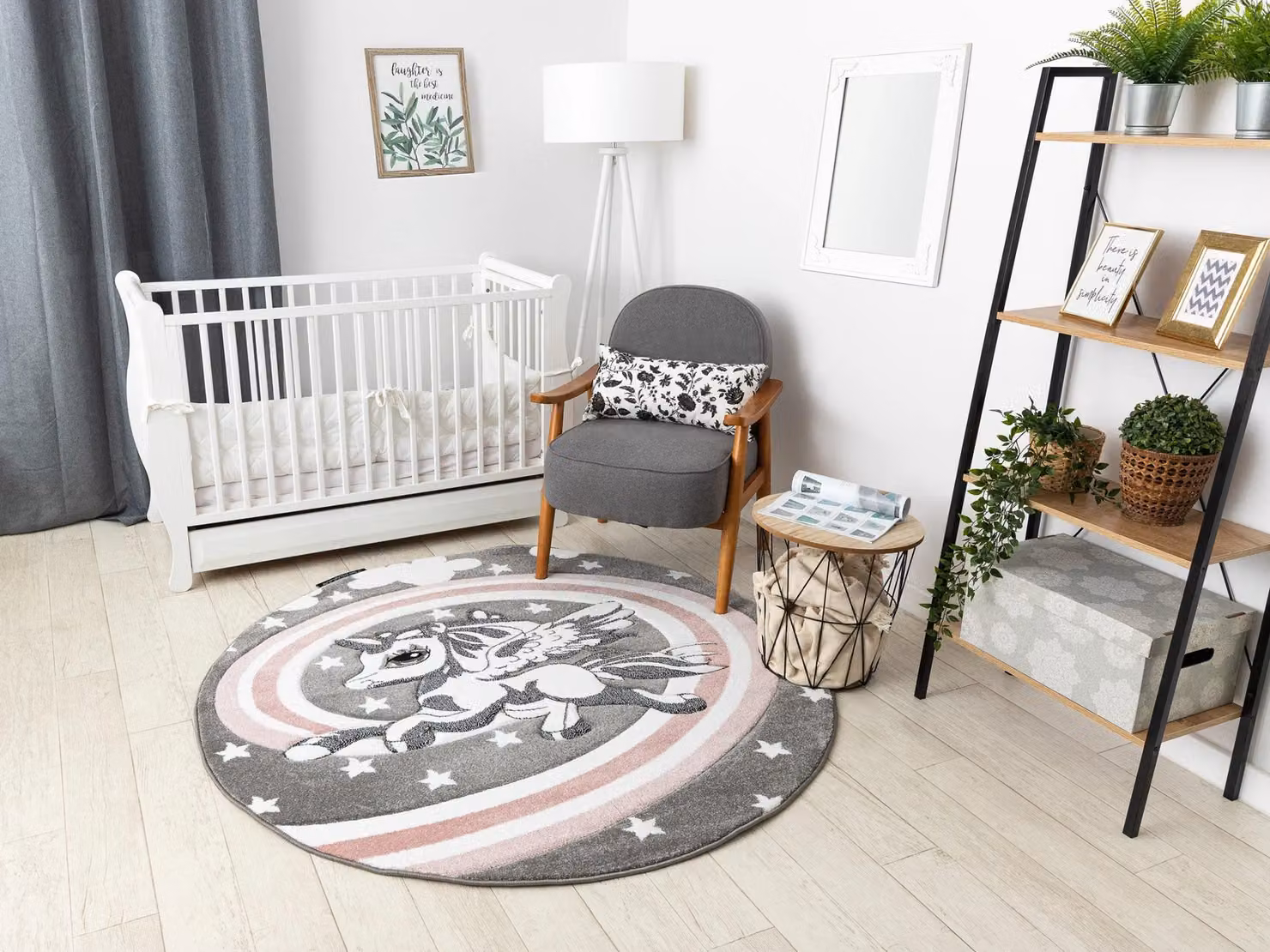 RugsX Petit Round Grey Kids Motif Rug, Diameter: 160 cm – 2