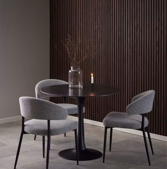 Furniture To Go Malta Round Ceramic Dining Table, Black, W: 90 cm, D: 75 cm