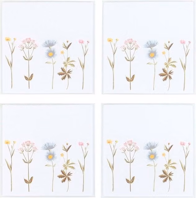 Something Different White Floral Glass Coasters, Pack of 4