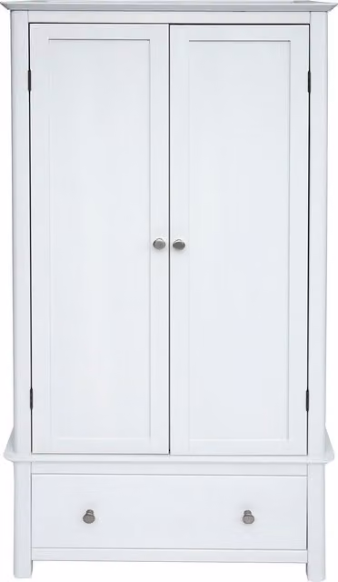 Nairn White 2 Door 1 Drawer Wardrobe with Hinged Doors