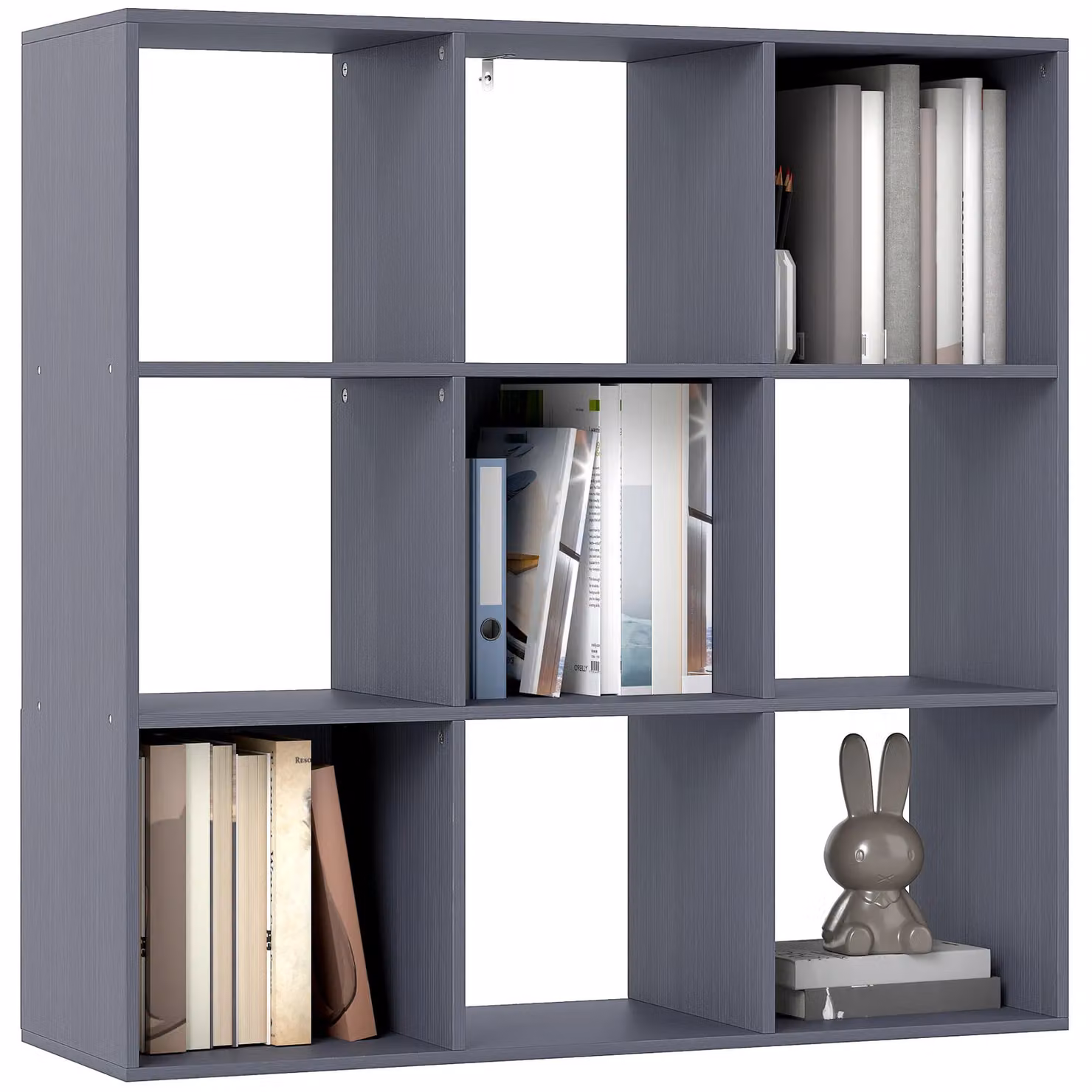 HOMCOM Modern 9 Cube Storage Unit and Bookcase in Grey – 2