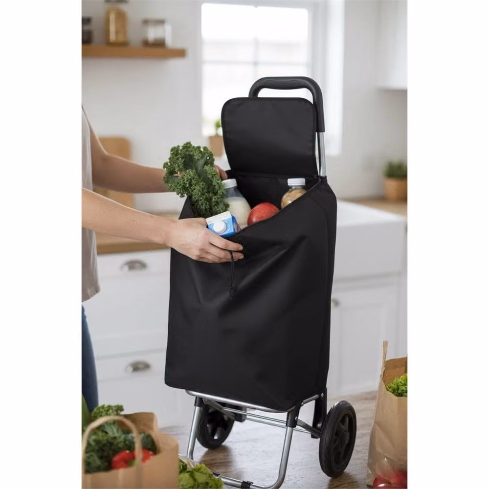 Nordara Black Large Lightweight Wheeled Shopping Trolley Push Cart Bag – 3