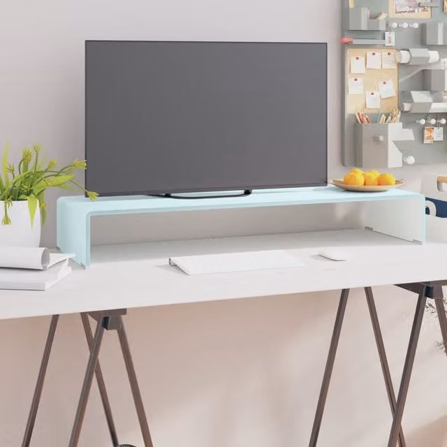 Berkfield Home Green Glass TV Stand and Monitor Riser, W/D/H: 90 x 30 x 13 cm
