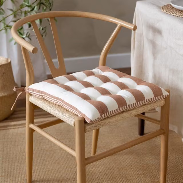 Yard Hayle Striped 100% Cotton Seat Pads, 2 Pack in Brown, W/D/H: 40 x 40 x 40 cm – 1