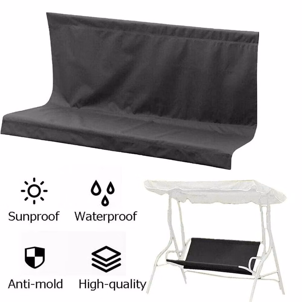 FLAVORA Black 3 Seater Garden Swing Bench Seat Cover Replacement, W: 148 cm, D: 51 cm, H: 51 cm – 4