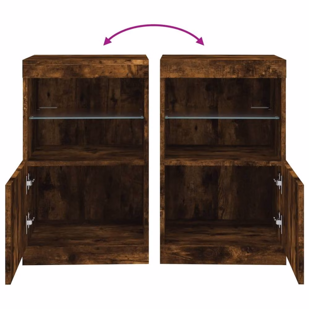Berkfield Home Modern Sideboard with Integrated LED Lights in Smoked Oak Brown, W/D/H: 41 x 37 x 67 cm – 7