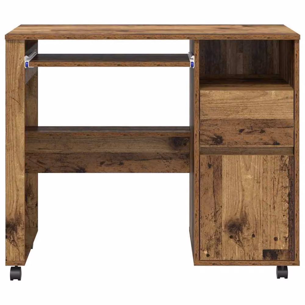 Berkfield Home Brown Rustic Computer Desk with Metal Frame and Particle Board Surface – 5