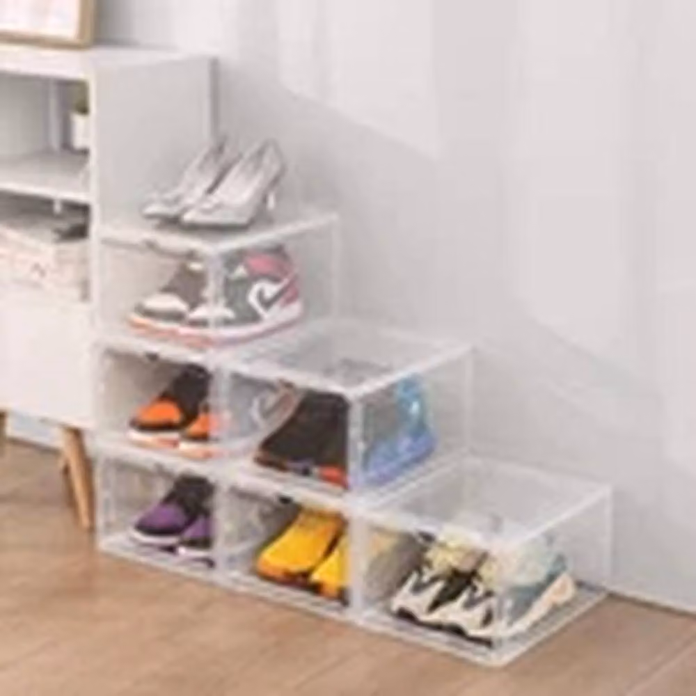 EONLION 6-Piece Stackable Transparent Hard Plastic Shoe Storage Display Boxes in Clear – 3