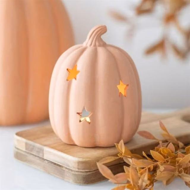 Garden Greatness Rustic Brown Ceramic Pumpkin Tealight Holder for Autumn Decor – 1