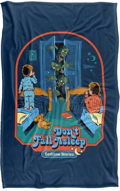 Steven Rhodes Don't Fall Asleep Super Soft Microfibre Fleece Throw Blanket, Multicolour, W/D/H: 91 x 147 cm