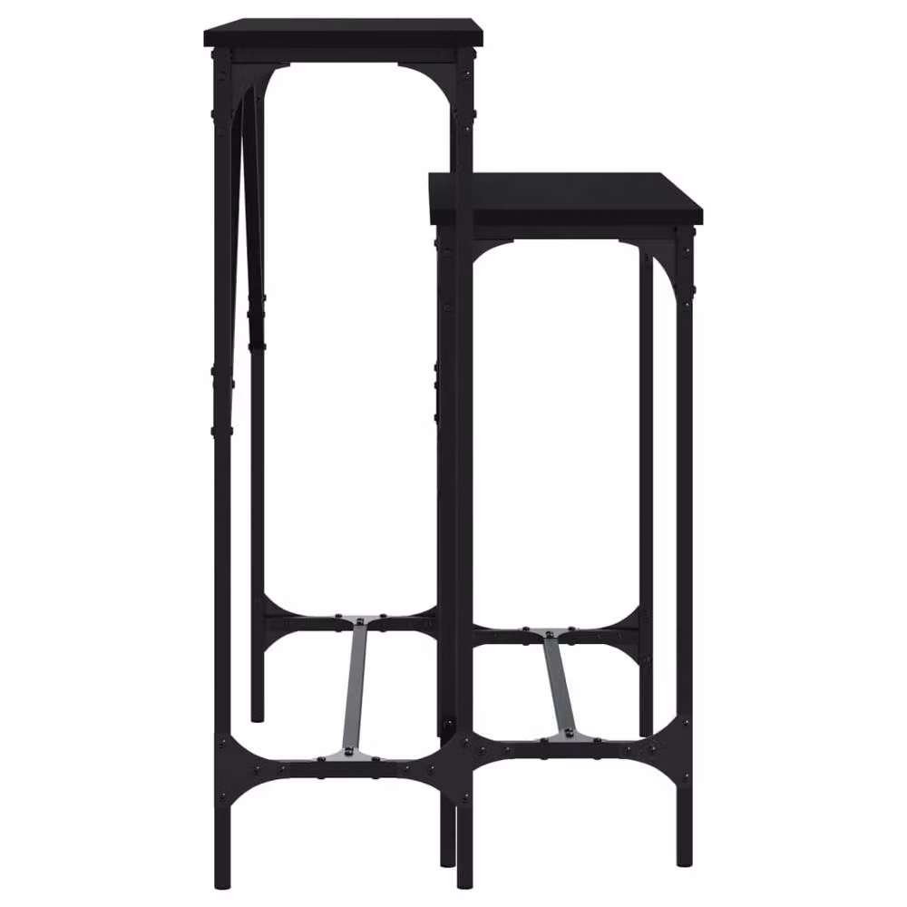 Berkfield Home Set of 2 Black Decorative Console Tables with Nested Tops and Engineered Wood Construction – 4