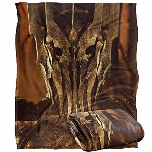 LOGOVISION Lord of the Rings Sauron Bound by Fire Super Soft Microfibre Fleece Throw Blanket, Multicolour and White, W/D/H: 152 x 127 cm – 1