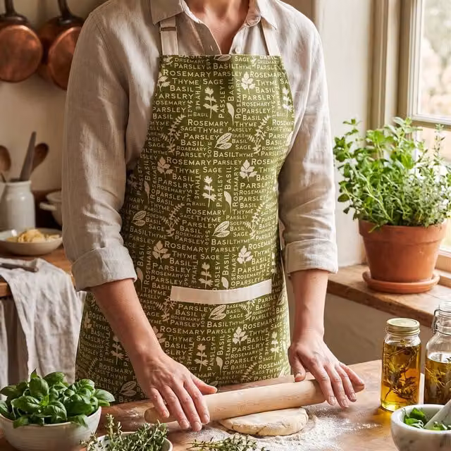 Orsina Kendal Apron in Green and White – 2