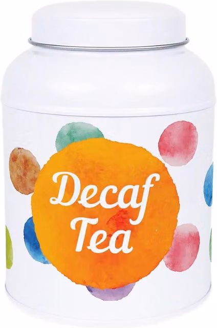 Purely Home Polka Dot Decaf Coffee Canister with Dome Lid, Multicoloured Metal Kitchen Storage Tin