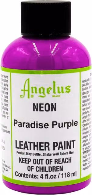 Angelus Acrylic Leather Paint in Paradise Purple Neon, 118 ml