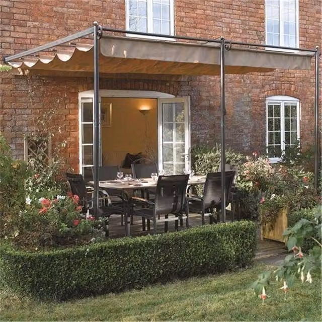Cheshire Gunmetal Wall-Mounted Retractable Steel Canopy in Grey