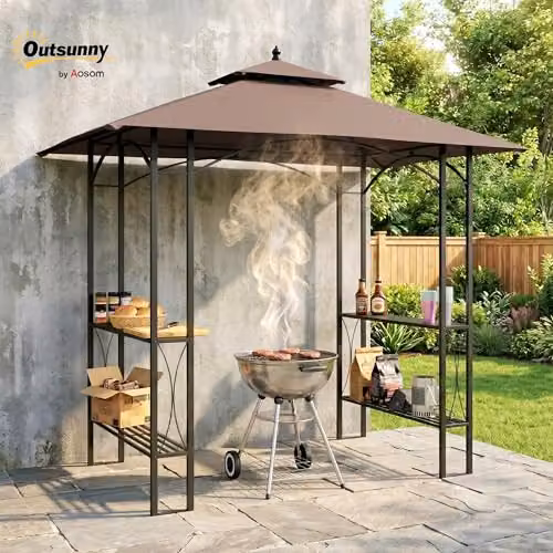 Outsunny BBQ Tent Canopy Gazebo in Brown, W: 250 cm, D: 150 cm, H: 255 cm – 2